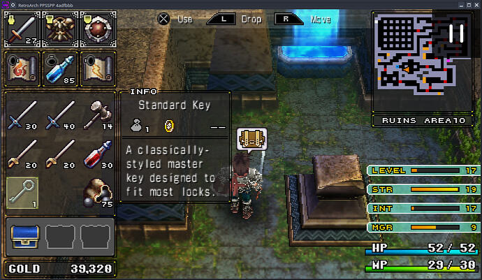 Brandish gameplay screen showing the typical play layout