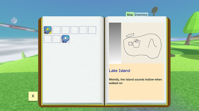 Screenshot of a menu with a map showing the player and a point