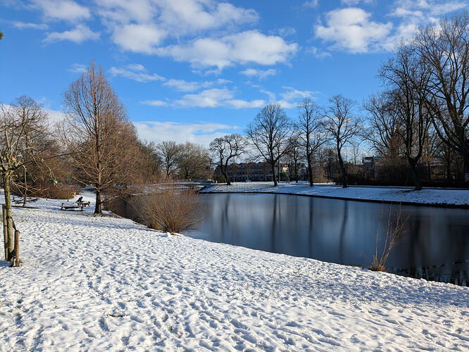 A park covered in snow