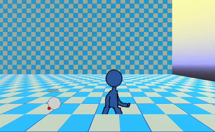 Greybox scene with a joystick viewer and s crude stick figure