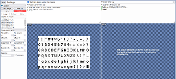 Screenshot of Pixel Font Converter, an online tool for creating and editing pixel fonts.