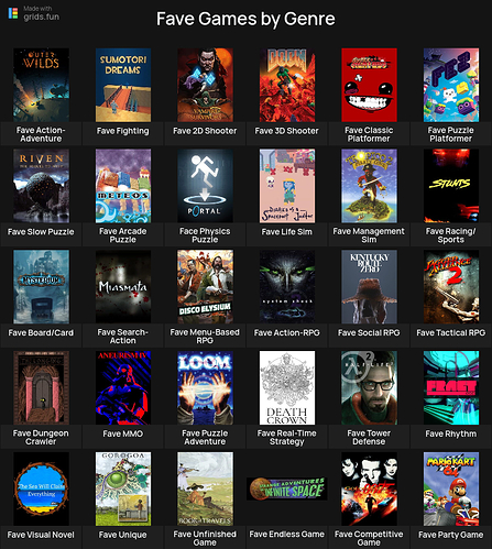 my grid of choices, which is... lots.