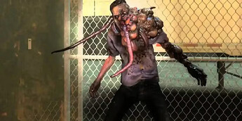 A smoker from Left 4 Dead 2, covered in horrible growths and tentacles