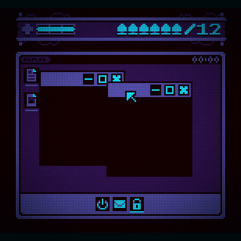 A tiny fake OS, made to look as if it's running on a Game Boy. The user is just dragging and dropping windows around the screen.